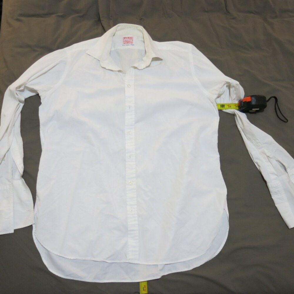Thomas Pink Mens Dress Shirt 16.5, 36, Cotton Poplin French Cuffs